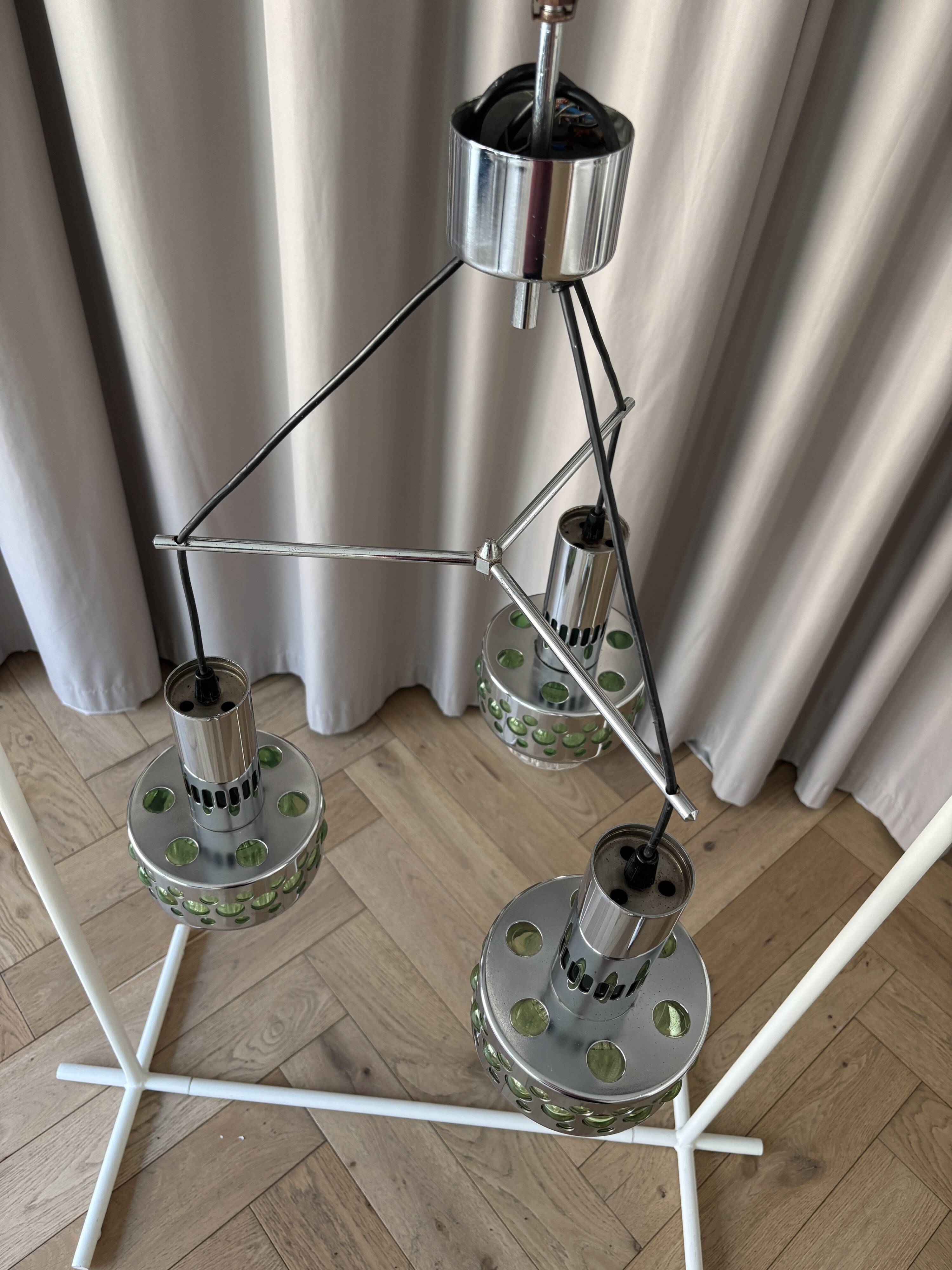 Massive Space Age Chrome Chandelier – 1970s