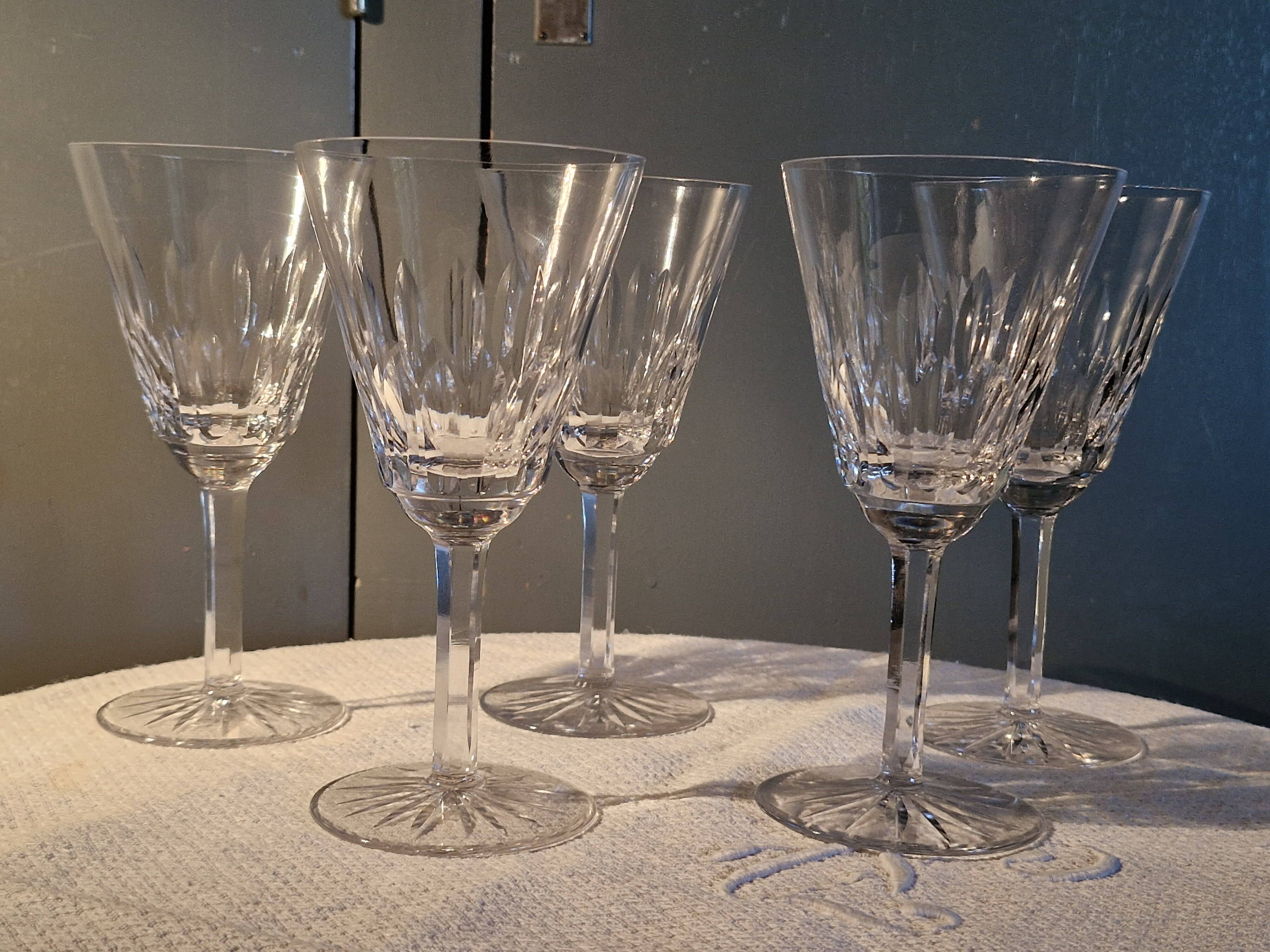 5 antique large glasses for wine/water, cut crystal