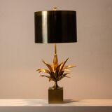 Maison Charles, "Agave" lamp in gilded bronze and patinated brass. 1970s