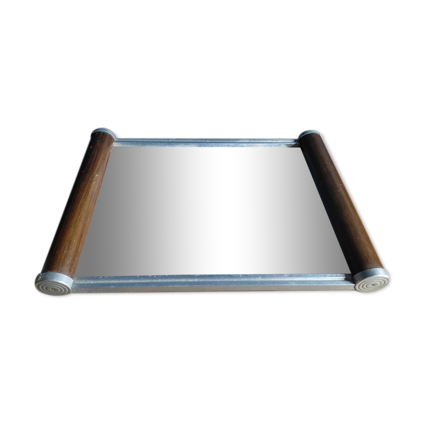 Mirror top aluminum wood old vintage dp 0222f053