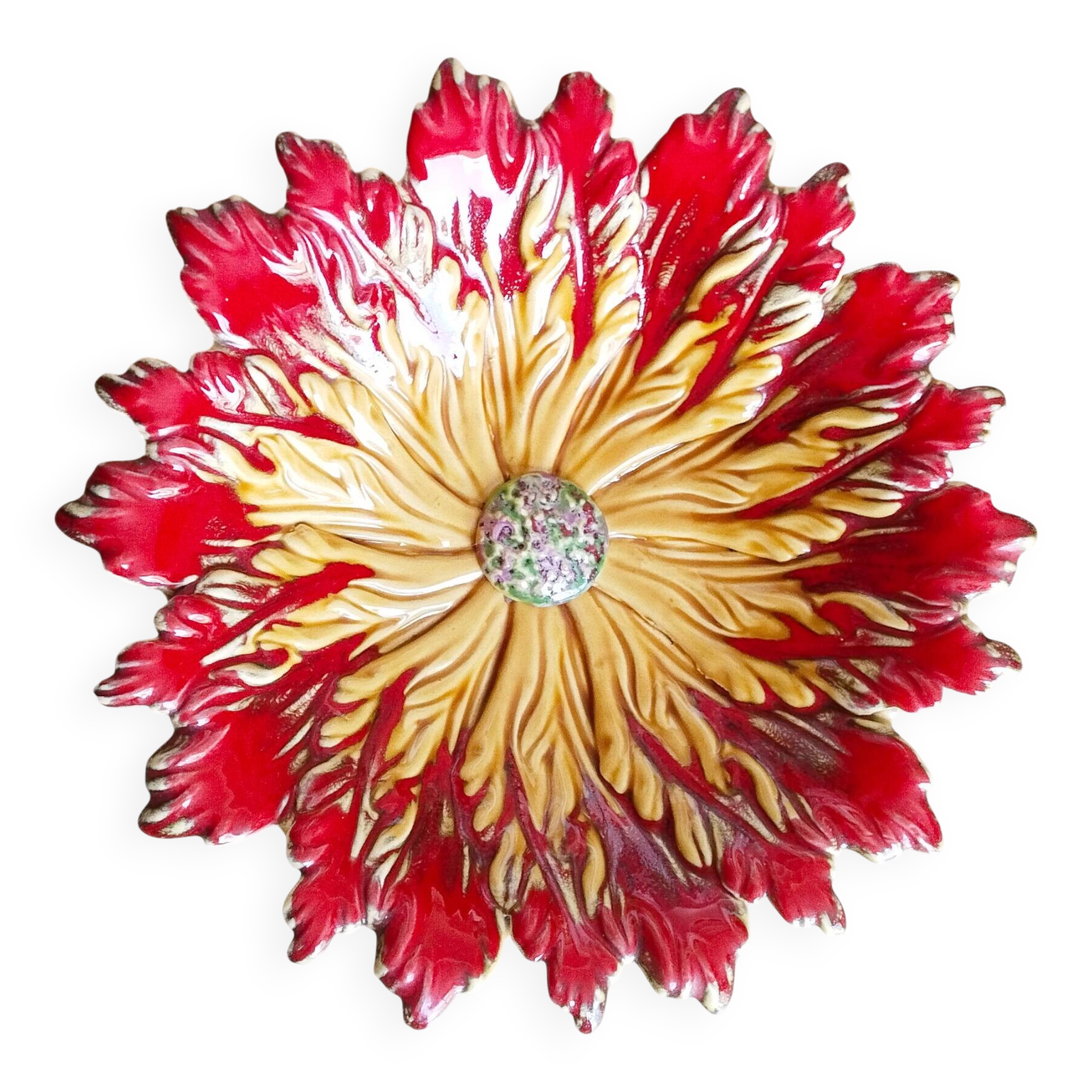 Fruit bowl, dish, in Vallauris style slip