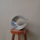 Single-flower vase in cast aluminum, space age design, silver metal