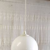 White opaline globe pendant light - mid-20th century