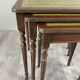 Set of 3 nesting tables in wood and green leather, 20th Century