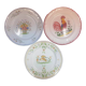 Set of 3 decorative plates Faience by Pornic Bouquets rooster bird 24,5 cm