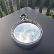 Miroir "Hublot" Brutaliste en Fer Forgé par Léopold Gest – Années 1960