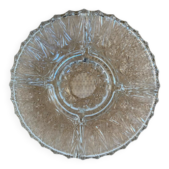 Vintage round serving platter in cut glass