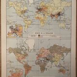 Lithography on Earth from 1897 - major communication routes, population density and religions