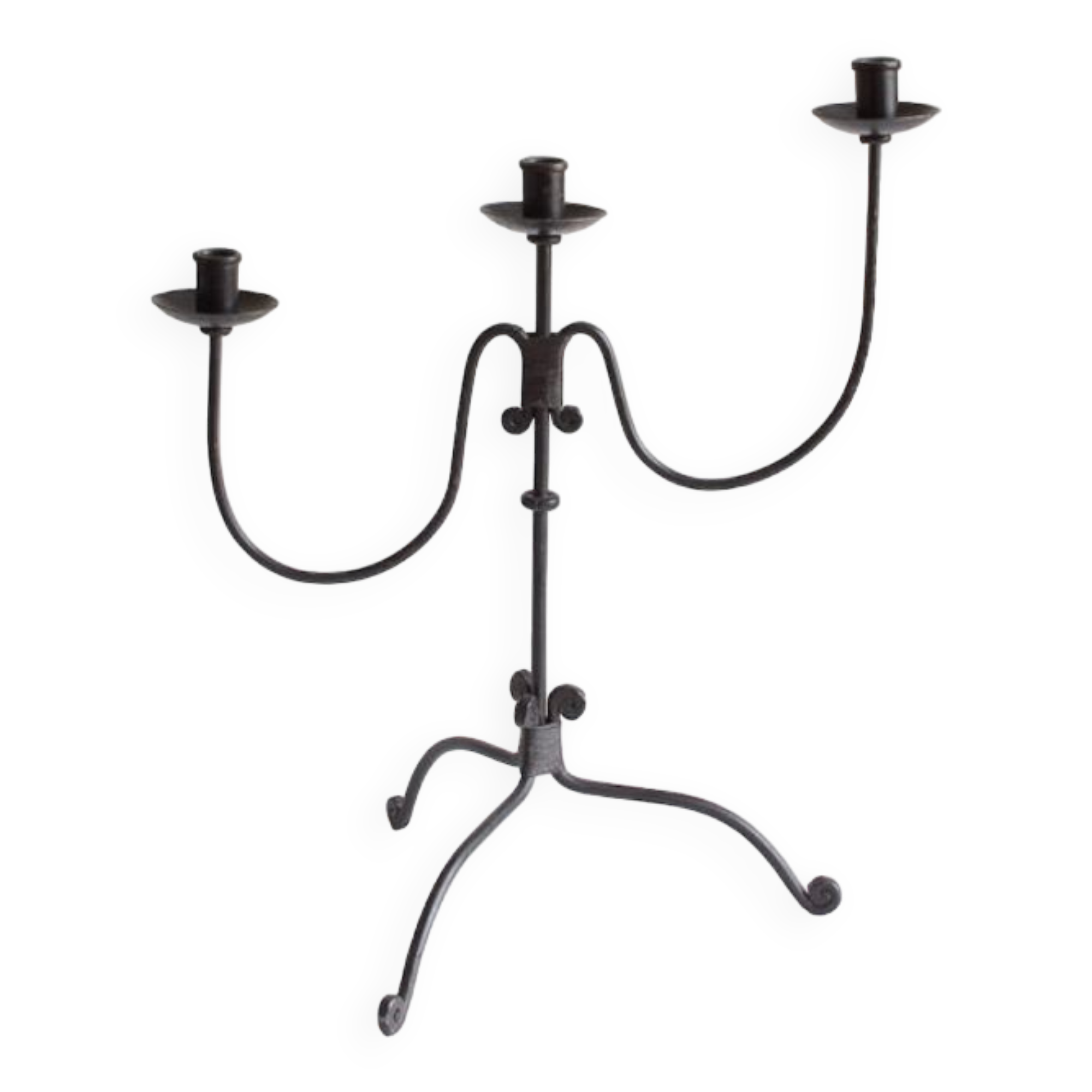 Wrought iron candlestick, handcrafted work, second half 20th century