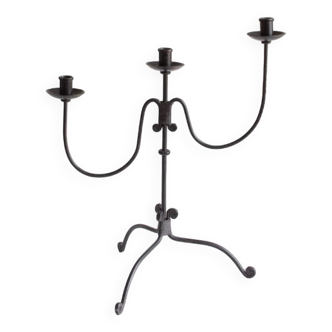 Wrought iron candlestick, handcrafted work, second half 20th century