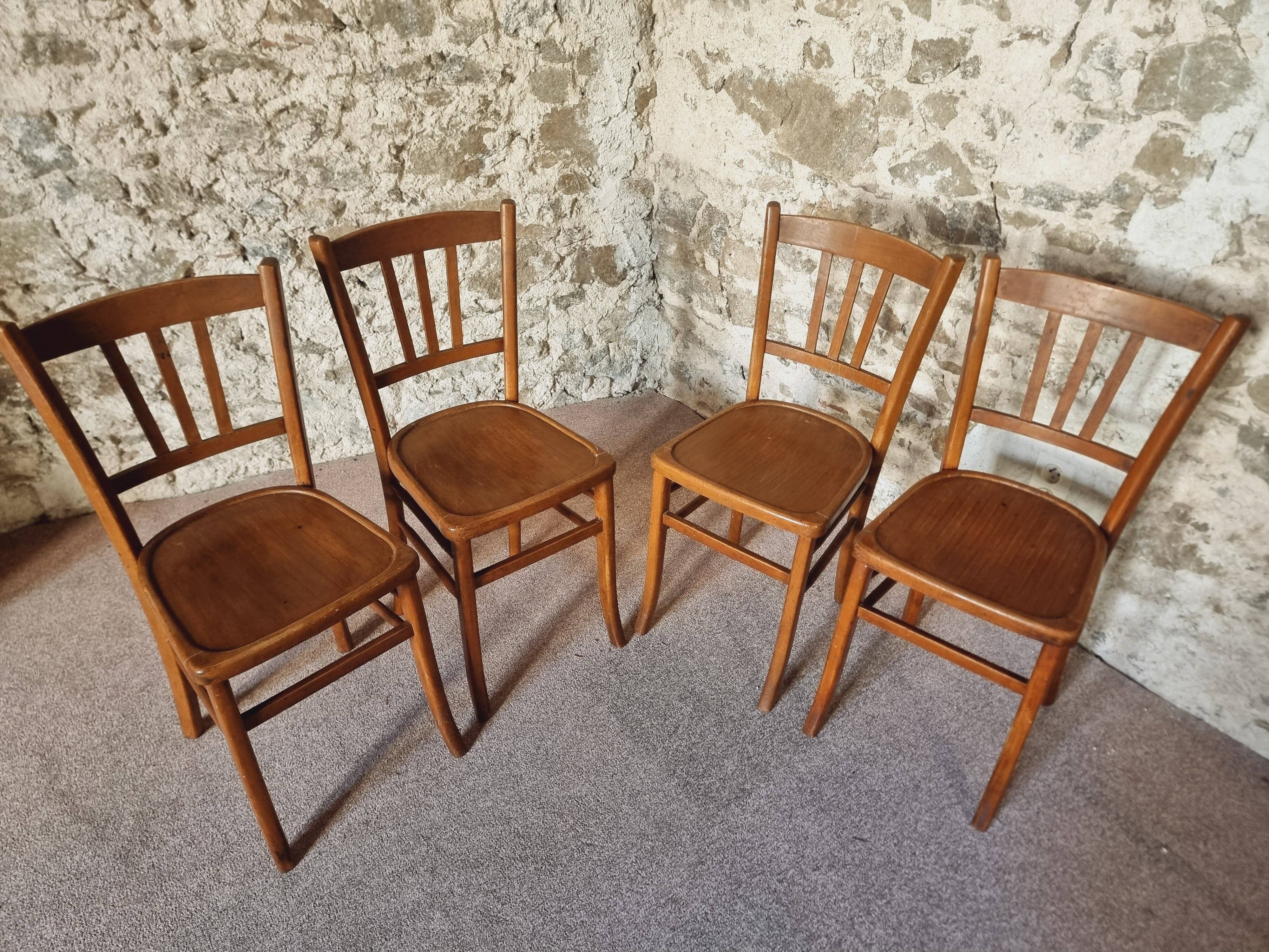 Set of 4 vintage Luterma beech bistro chairs – 1950s