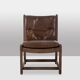 Pair of oak armchairs, upholstered in leather. Work from the 1960s.