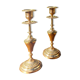 Pair of chiseled brass candle holders