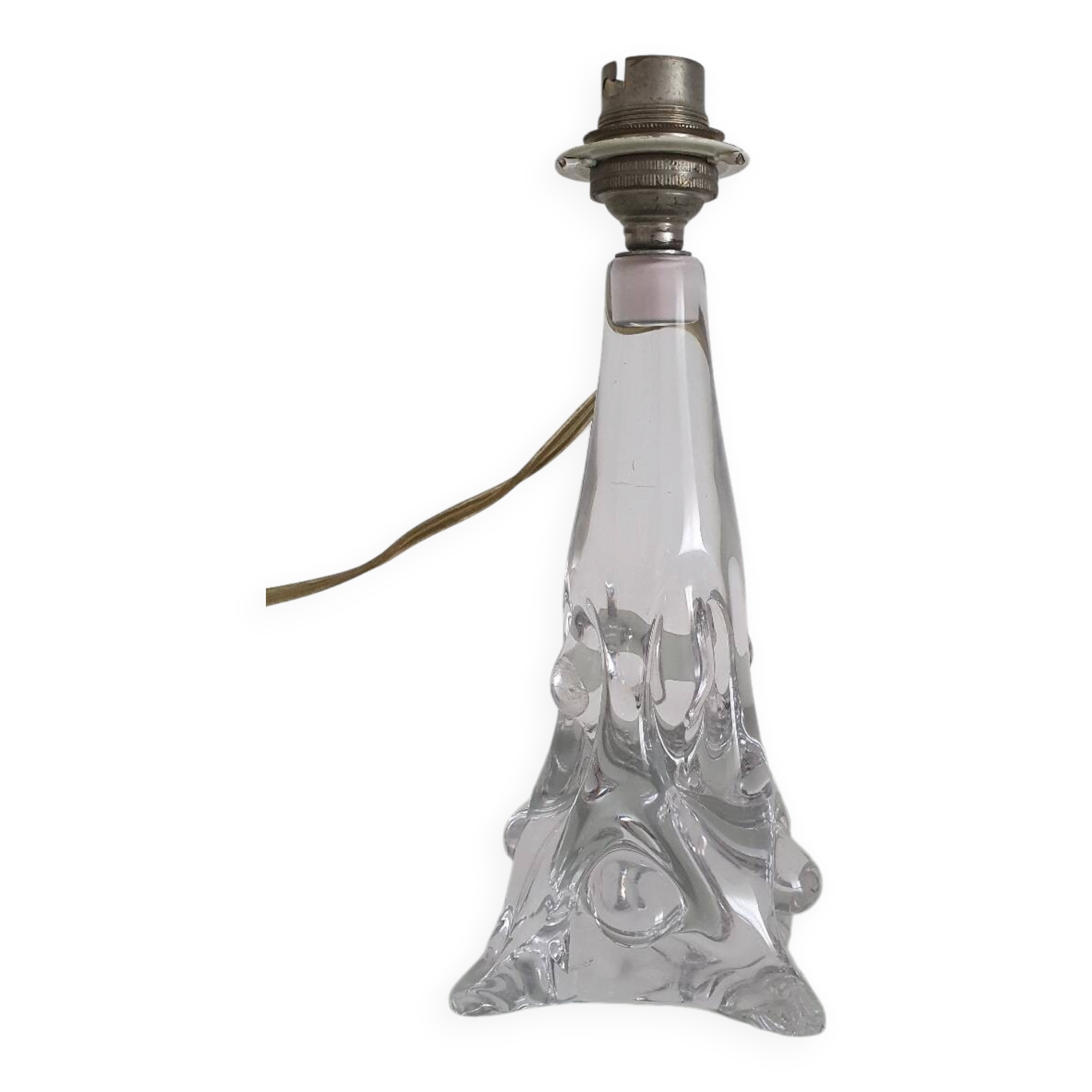 Twisted crystal lamp base - Cristallerie de Lorraine