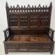 Gothic style carved oak chest bench, 19th century