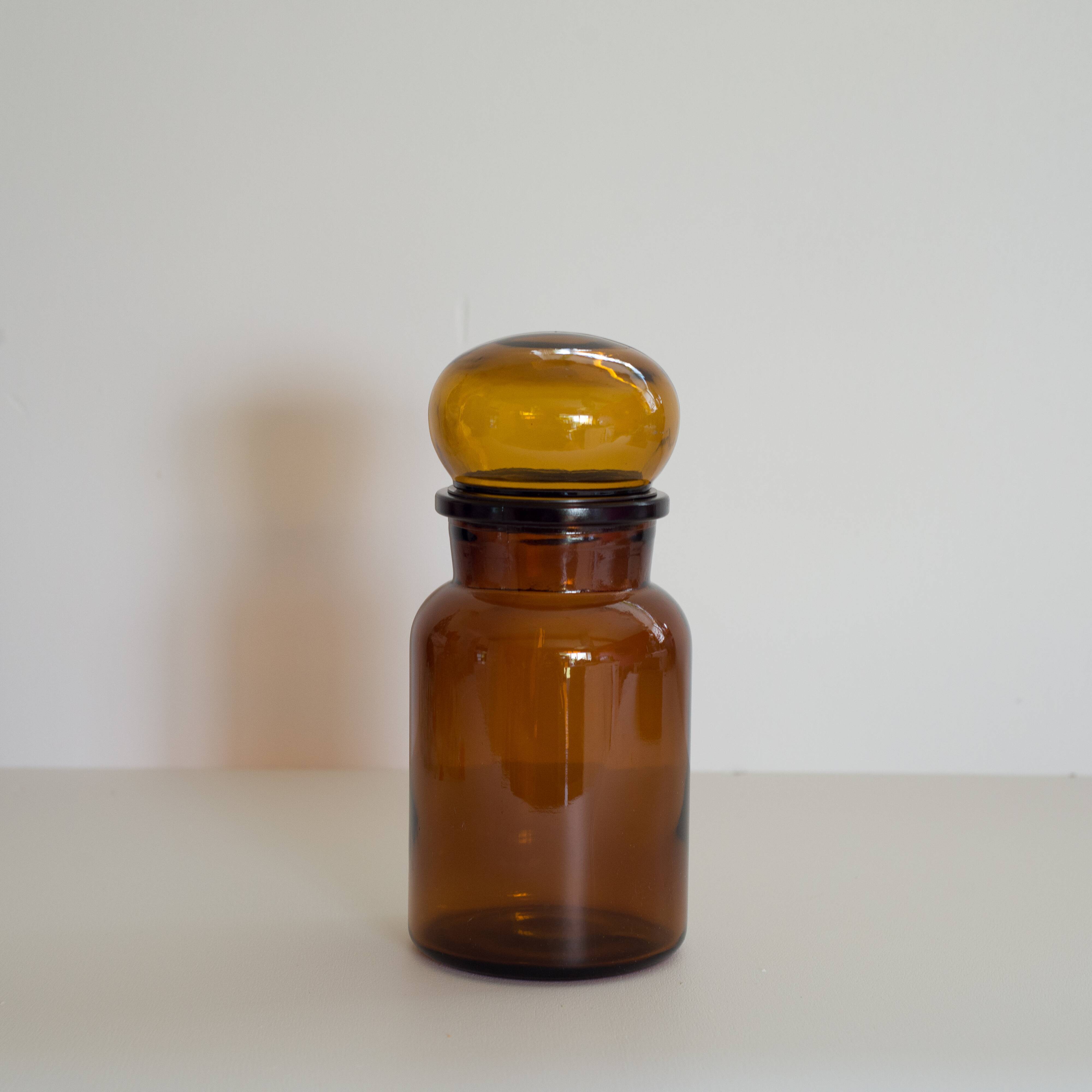 Amber apothecary glass jar
