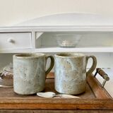 Paire de mugs en grès émaillé