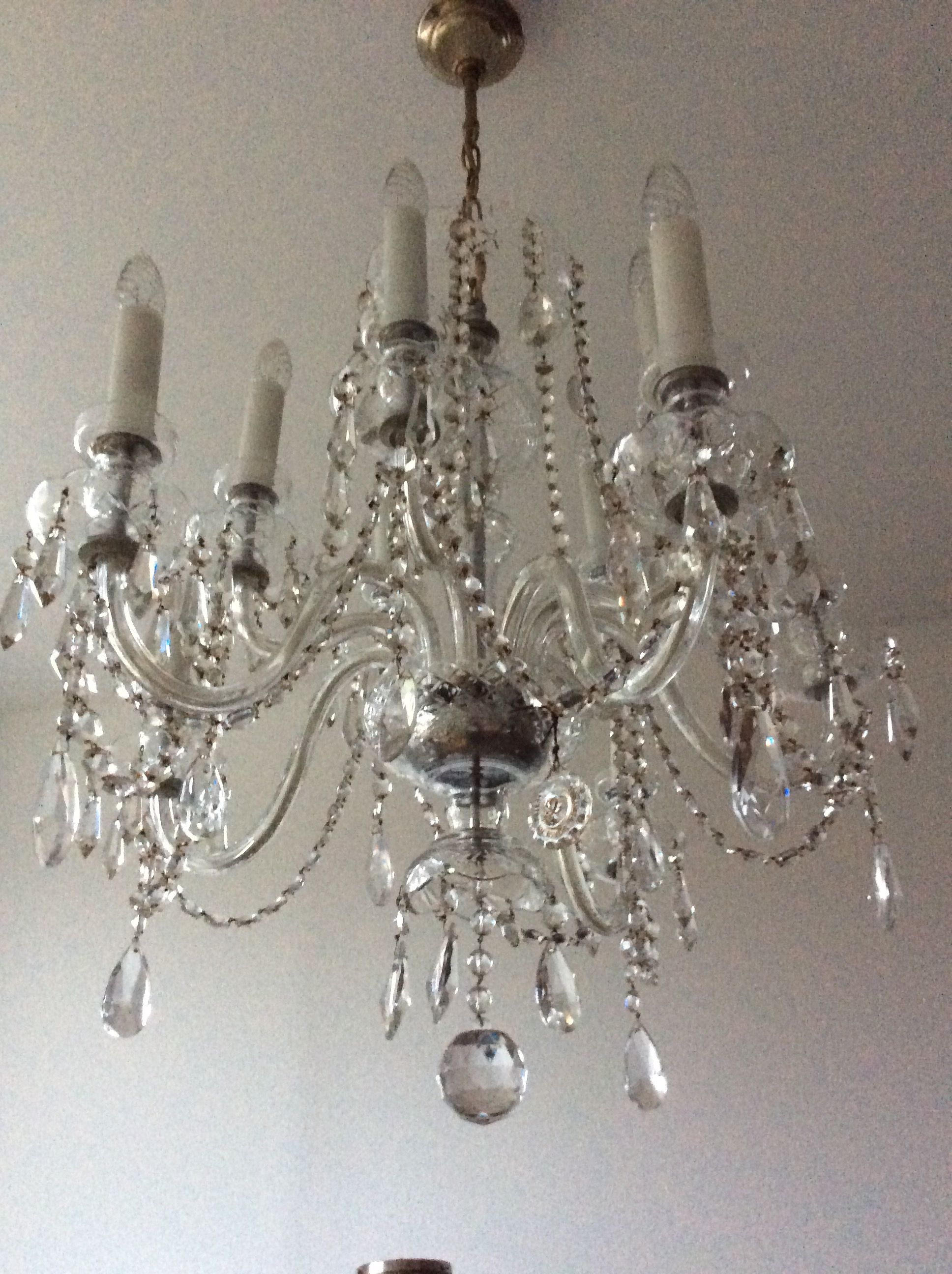 Old bohemian crystal chandelier for Deknudt