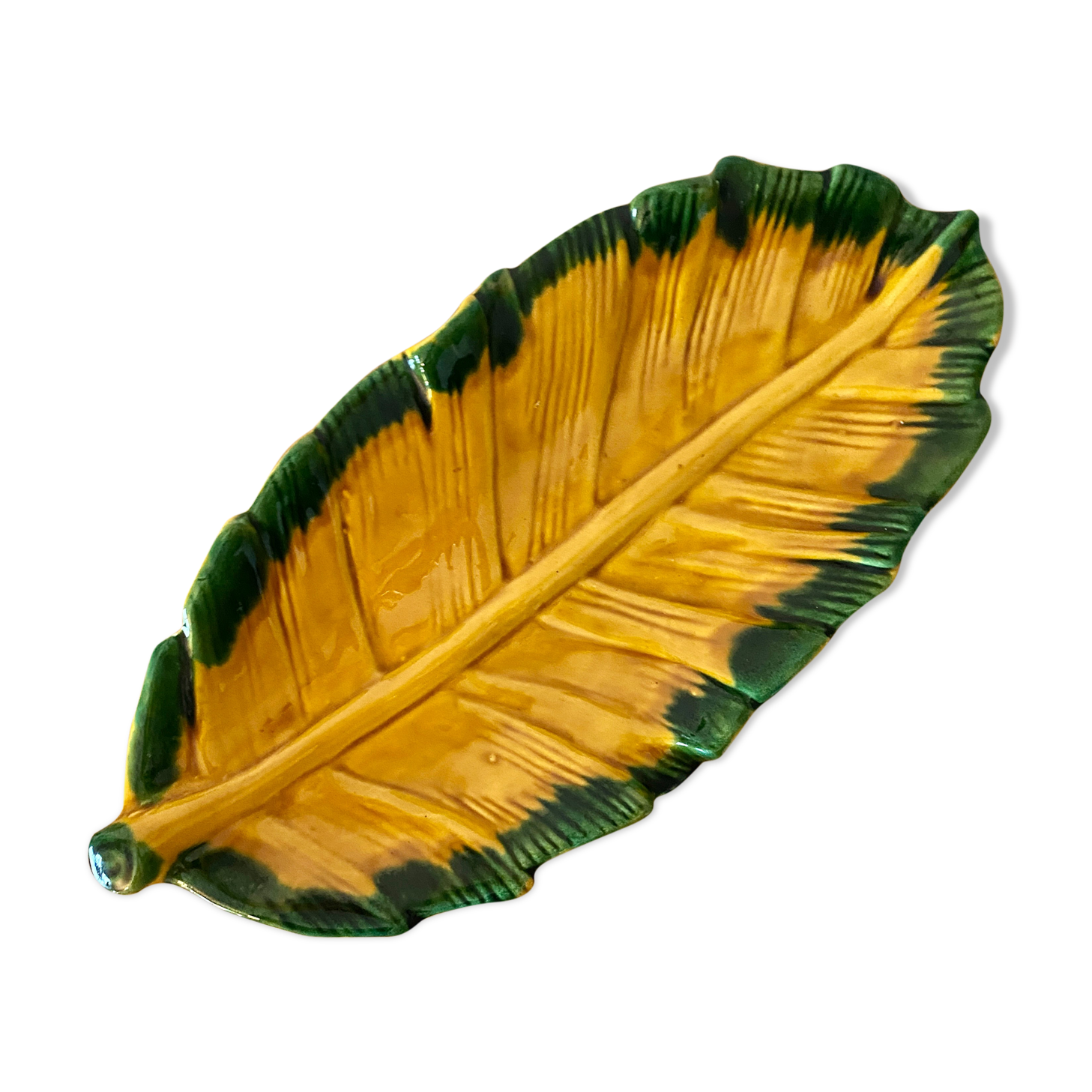 Vintage leaf-shaped dish by Vallauris