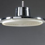 Brushed alloy and white plastic hanging lamp