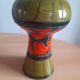 Orange and green ceramic vase