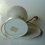 1970s bedside lamp with lampshade made of glass and plastic stand, vintage