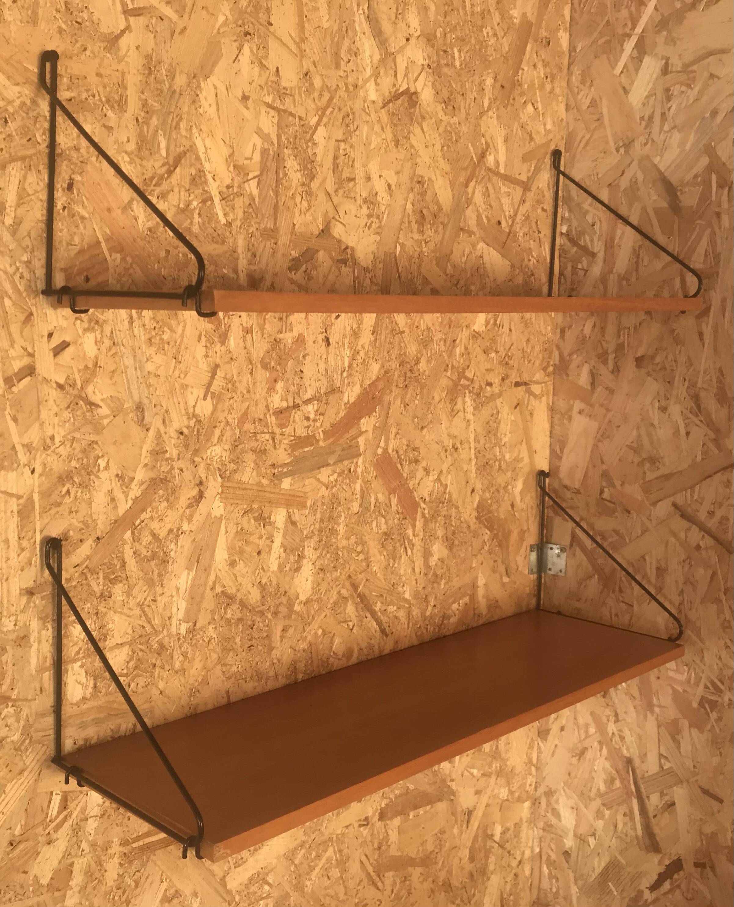 Set of two vintage string wall shelves
