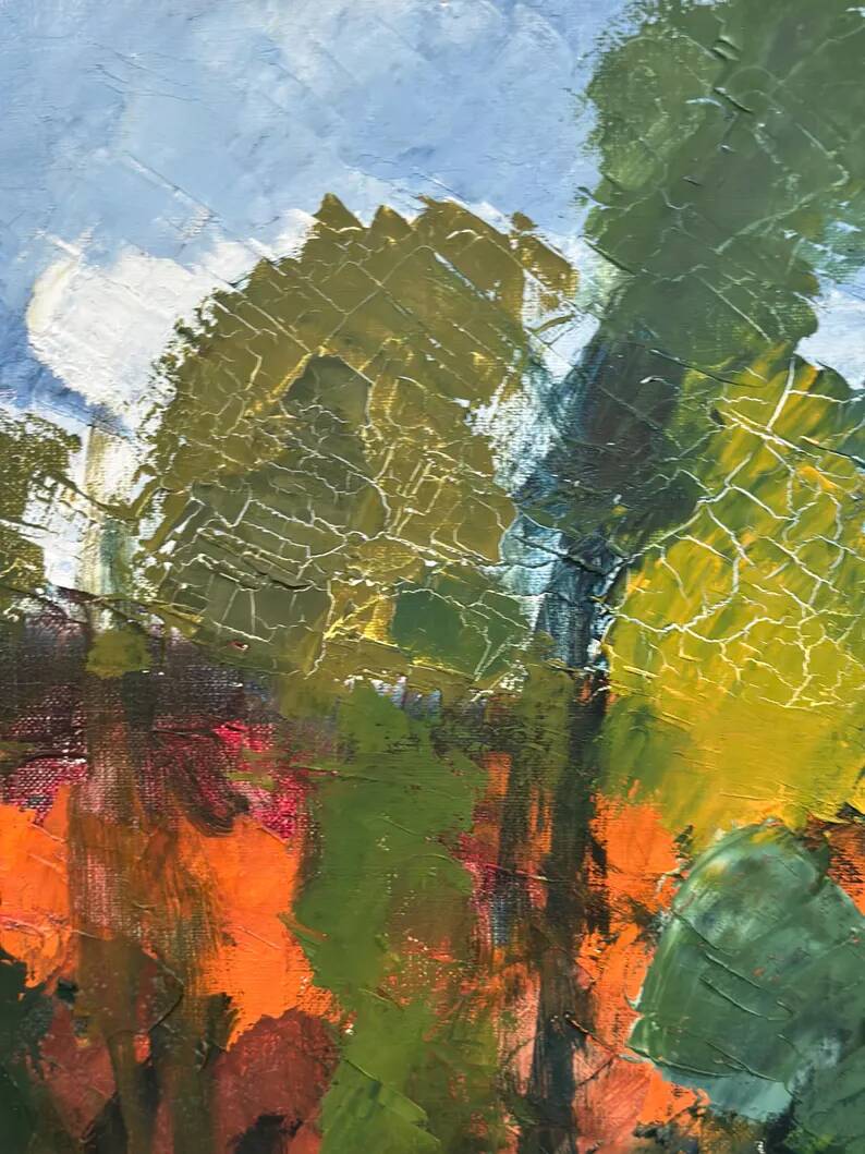 Swedish Oil on Canvas "Autumn Landscape" by Stig Hallblom, Vintage & Framed