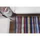 Tapis kilim vintage turc Oushak fait main en laine et coton bleu