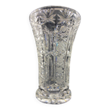 Large cut crystal vase richly decorated Bohemia