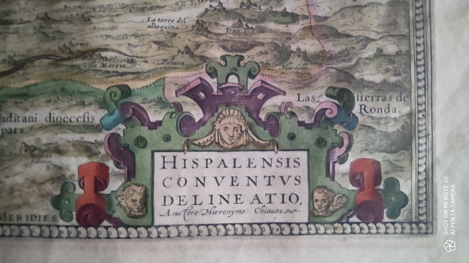 Painting engraving map Andalusia signed 1579