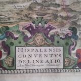 Painting engraving map Andalusia signed 1579