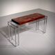 Table console en chrome et bois d'Aldo Tura, années 1970