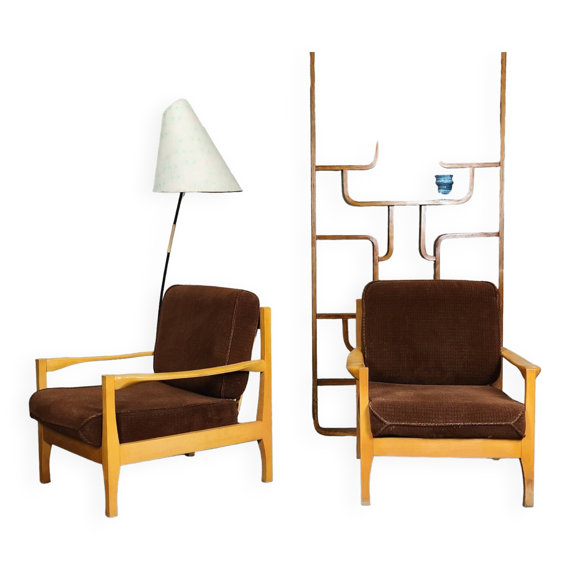 Paire de fauteuils Tchécoslovaque 1980 velours côtelé
