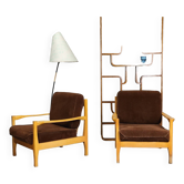 Pair of Czechoslovakian armchairs 1980 corduroy