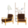 Paire de fauteuils Tchécoslovaque 1980 velours côtelé