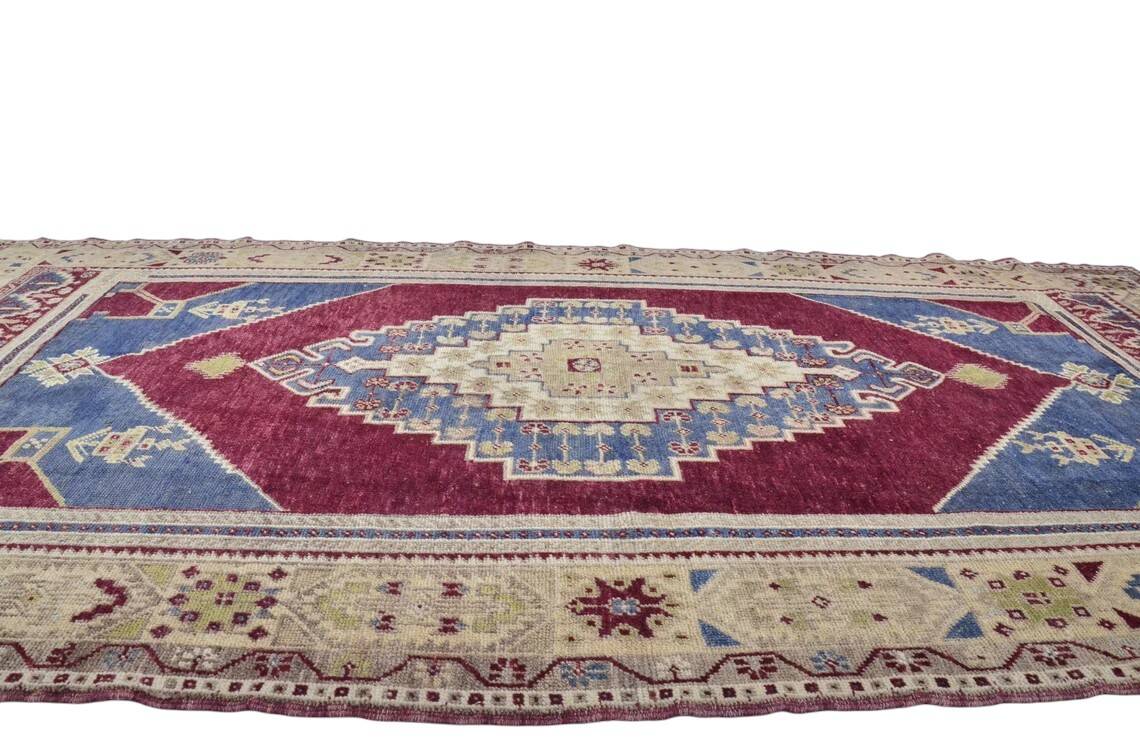 Antique Handmade Wool Oushak Carpet