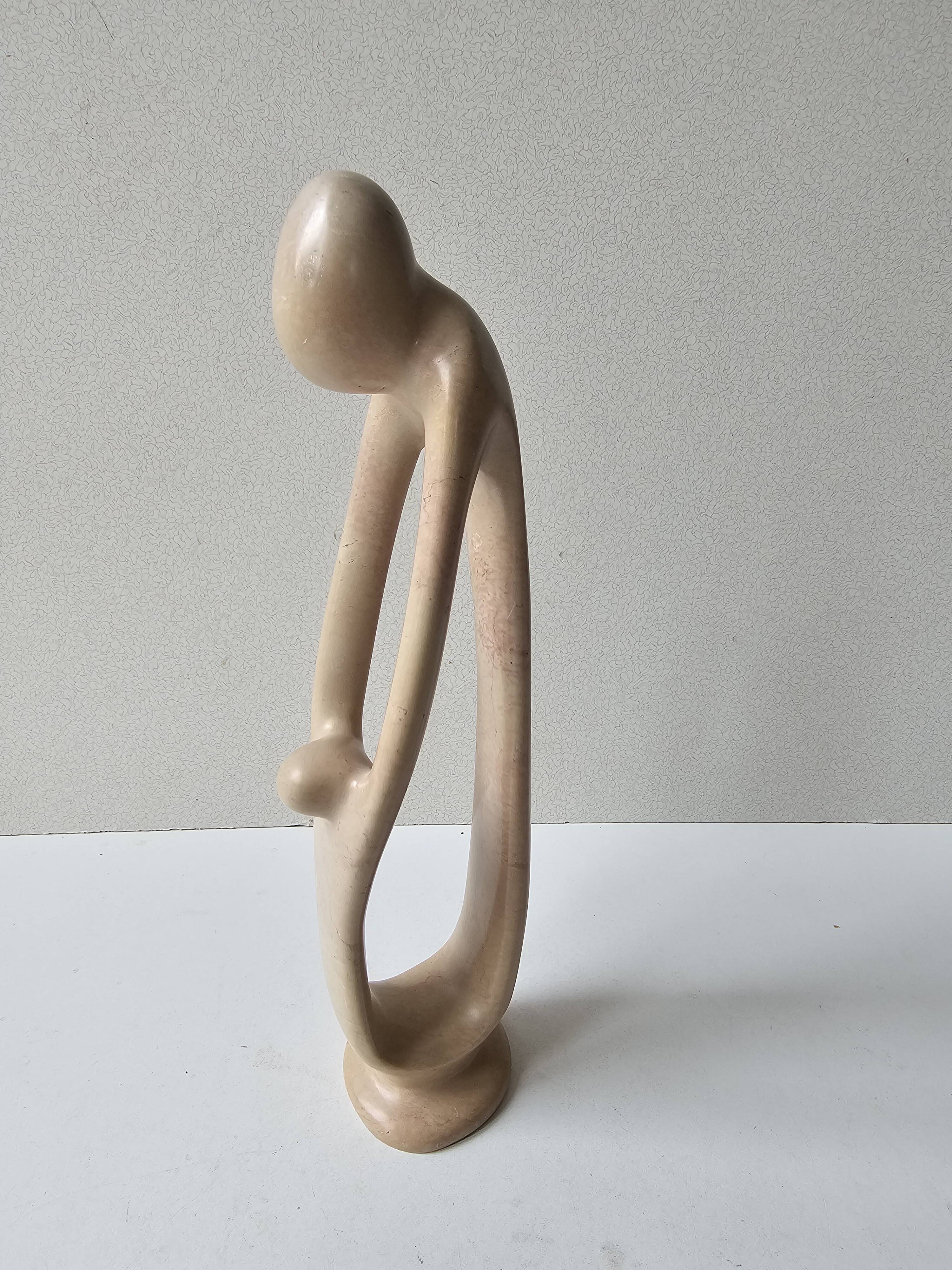 Soapstone Sculpture - Parenting Woman and Child Modern Design