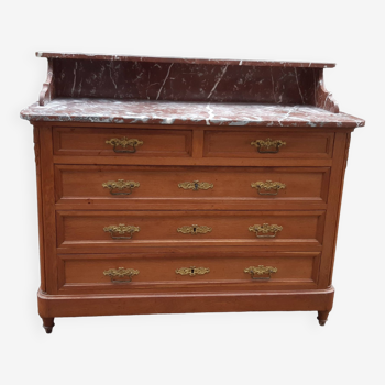 Commode chêne et marbre