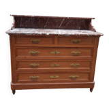 Oak and marble chest of drawers