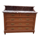 Oak and marble chest of drawers
