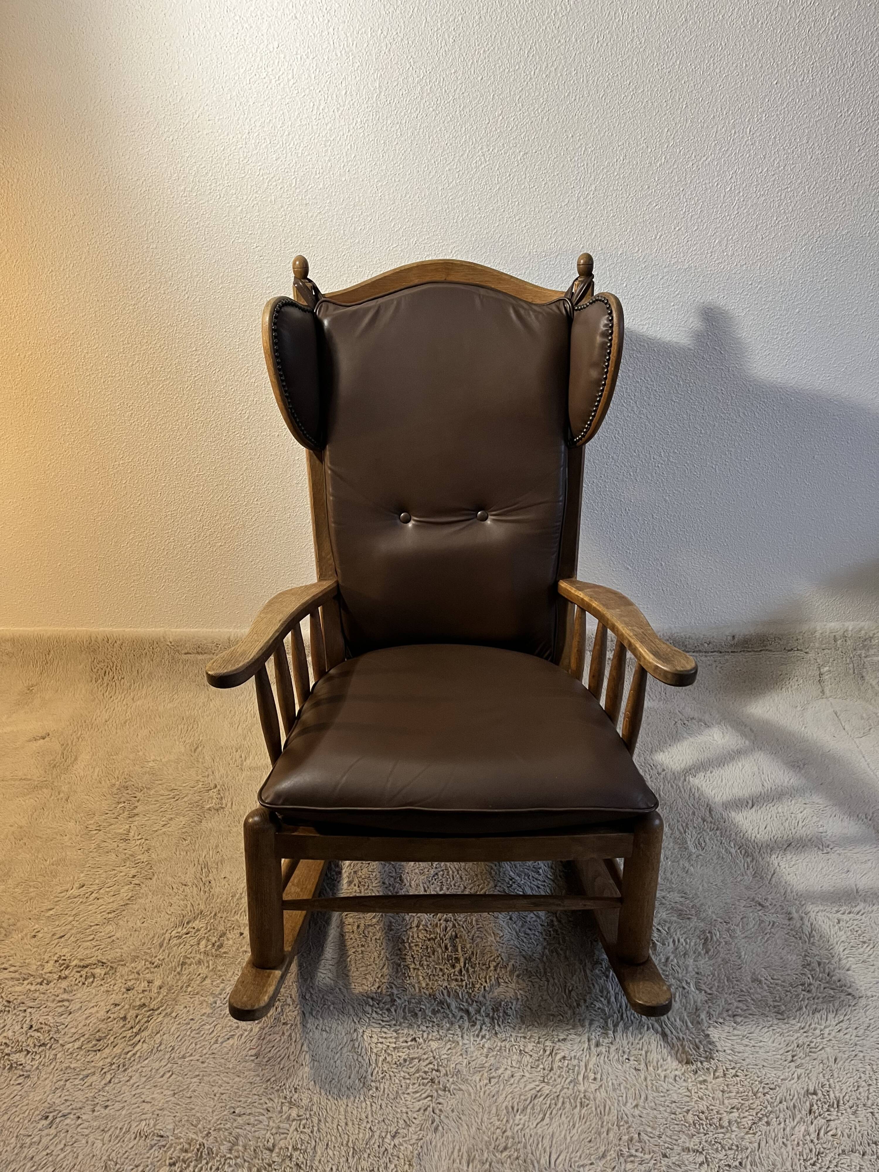 1950s leather wingback armchair