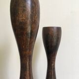 2 diabolo grands bougeoirs chandeliers scandinave bois vintage