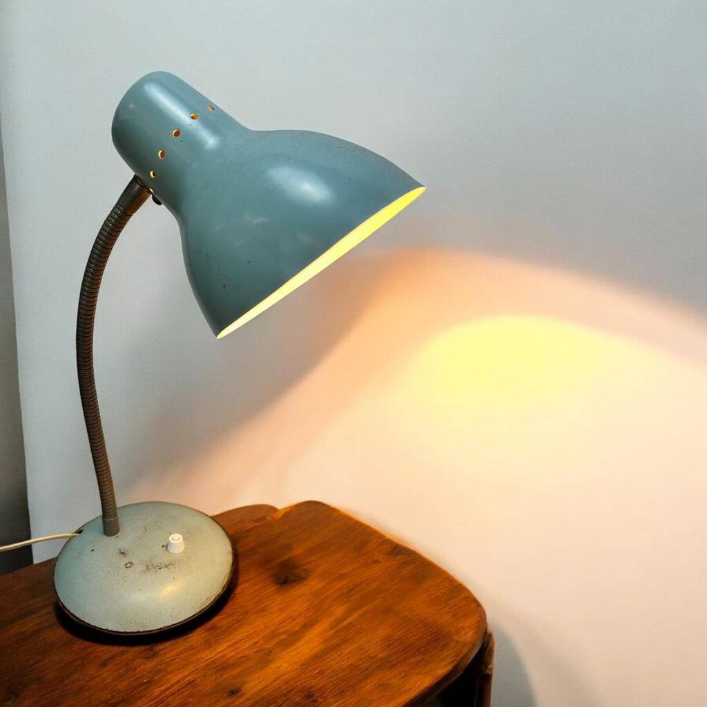 Industrial table lamp / vintage desk lamp mint color l 36 b 27 h 17