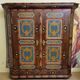 Armoire Alsacienne à décor floral peint polychrome – style Louis XIV – XIXème s.