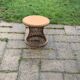 Small Vintage Wood and Rattan Roundtable 1960