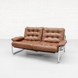 Tufted Leather Two-Seater Sofa by Johan Bertil for IKEA 1970s
