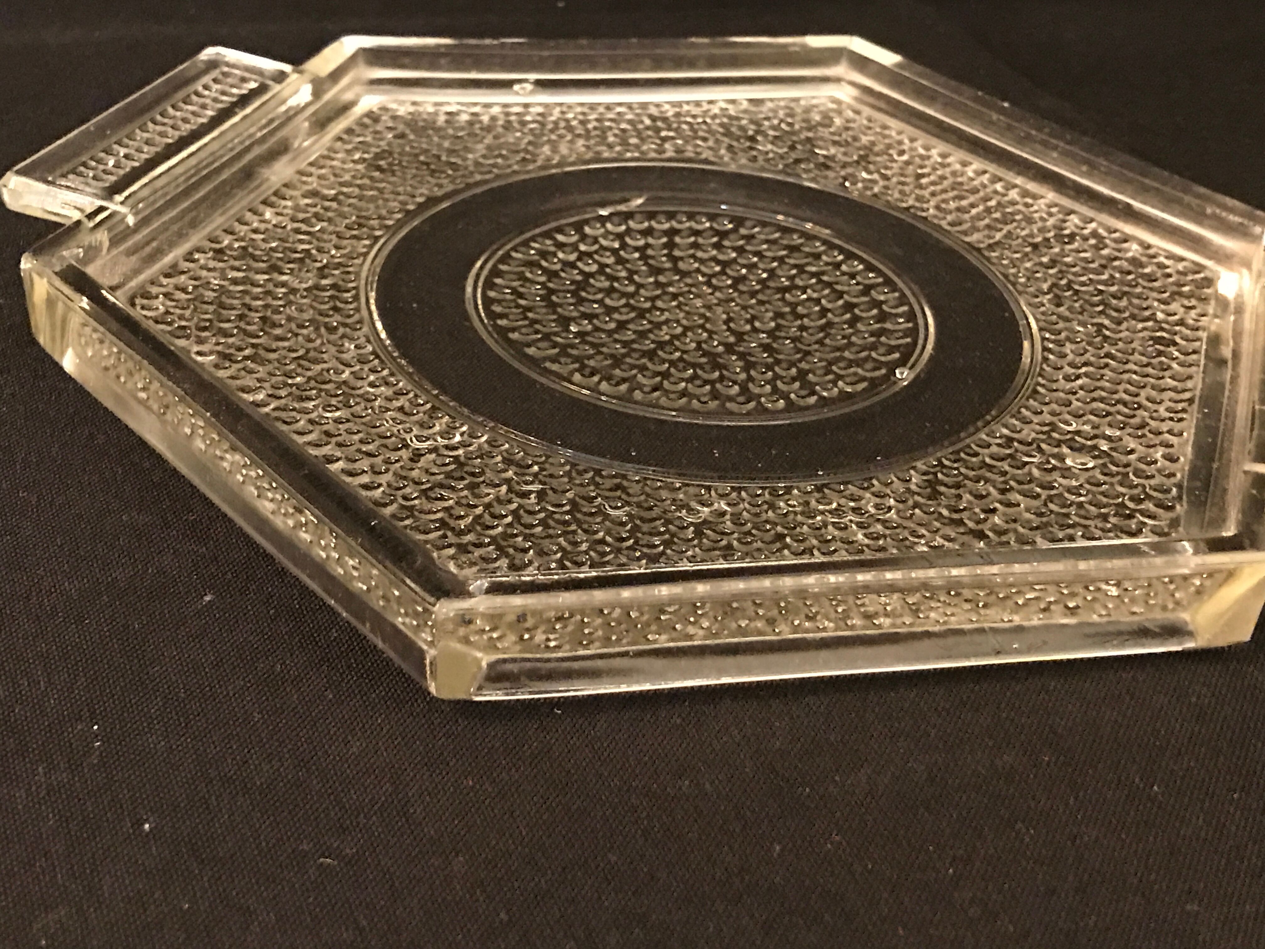 Hexagonal art deco glass top underplate