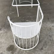 Vintage70's, Emu table in metal and glass, chairs swivelling under the table
