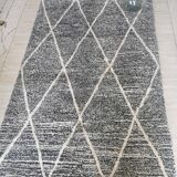 Tapis berbère béni ouarain véritable noir et blanc en laine